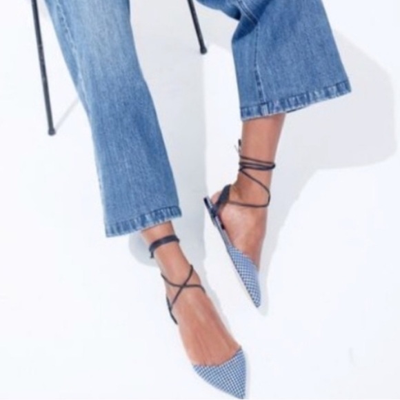 J. Crew navy gingham slingback flats - Picture 2 of 9